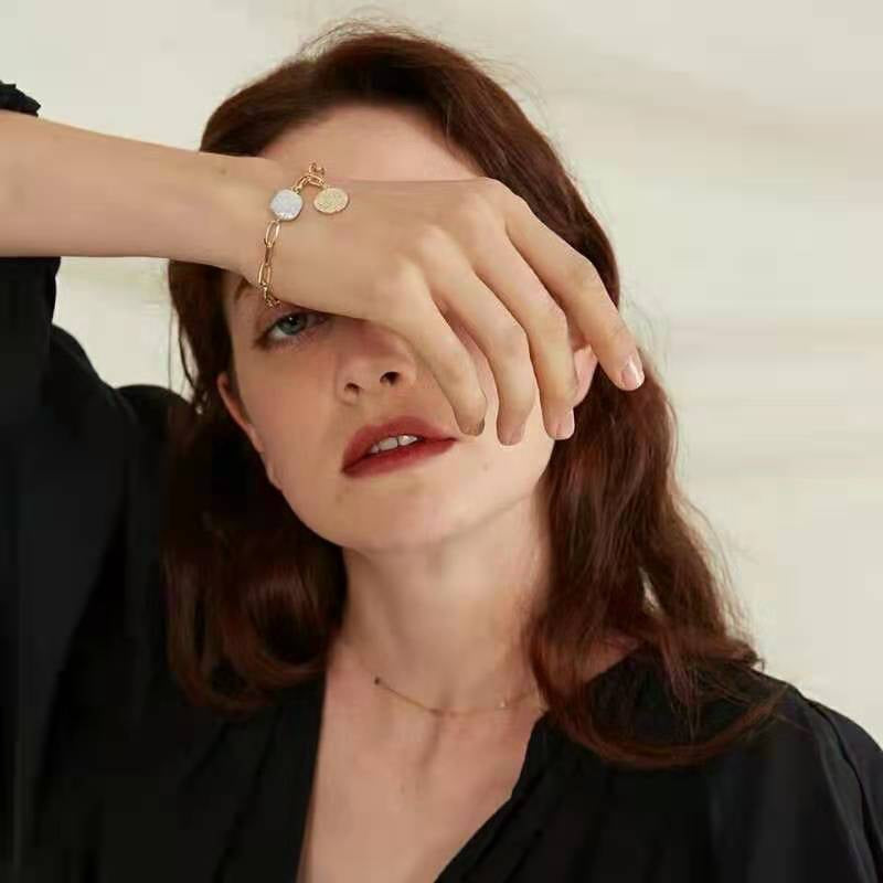 Plated with 14K Gold Square Pearl Bracelet