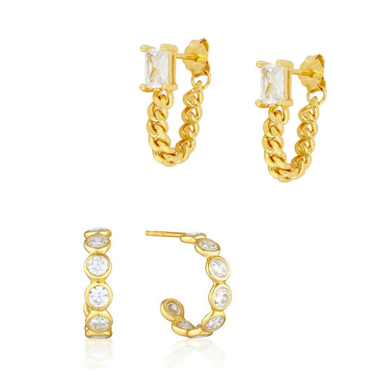 2 Pairs of S925 Silver Sterling Ins Earring for Women