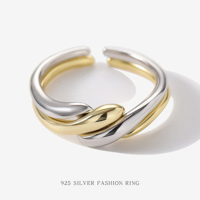 Wave Ring Two Seperated Ring Be Together as One with Two Colors