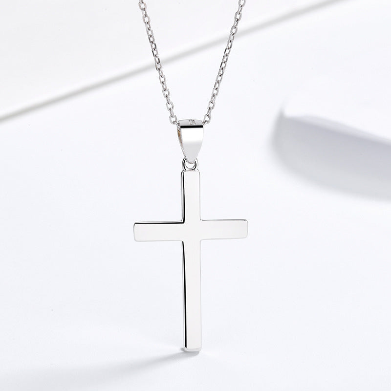 Unisex Necklace Sterling Silver Cross Pedant for Women Men Children with Pedant and Chain Necklace Set 1 Pcs